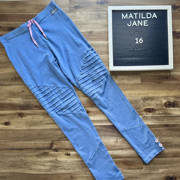 Matilda Jane Just Imagine Keely Blue Knit Moto Cotton Leggings Pants Teen 16 - Picture 1 of 9